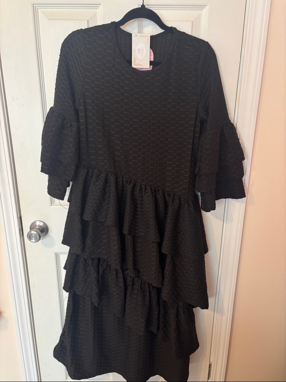 Celeste Black Ruffled Tiered Dress
